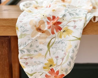 Tea Towel 100% Cotton - Kitchen Towel - Watercolor Floral Kitchen Textile - Flower Spring Tea Towel - Gift for Mom - Gift for Grandma