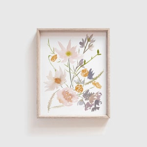 Watercolor Flower Print | Pastel Floral Art Print | Wildflower Wall Art | Baby Girl Nursery Decor | Artwork for Walls | Pink Flower Painting