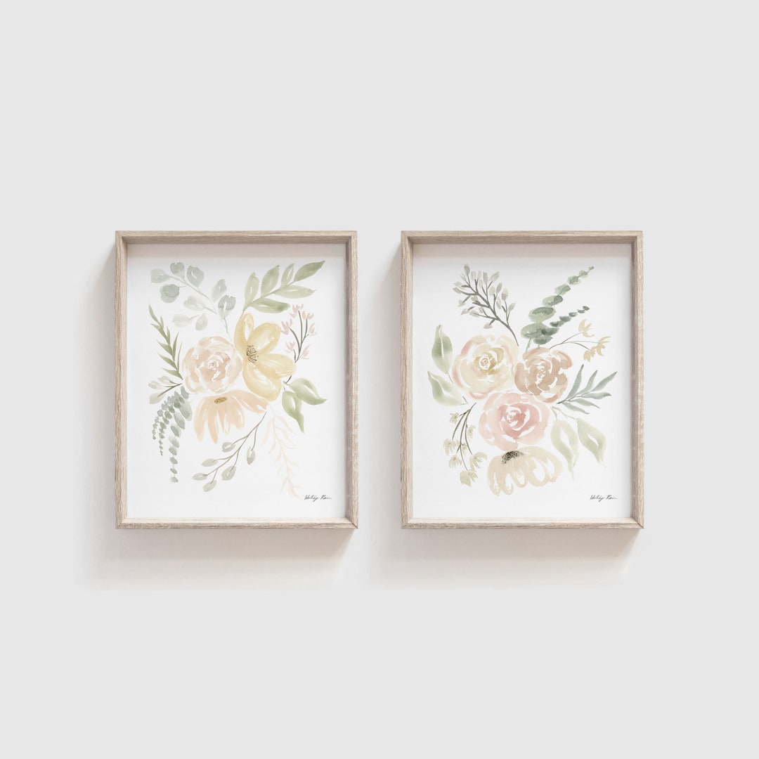Set of 2 Watercolor Flower Nursery Art Prints - Art for Baby Girl ...