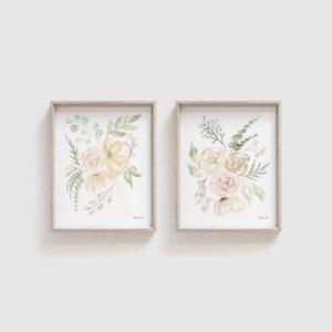 2er Set Aquarell Blumen Kinderzimmer Art Prints - Kunst für Baby Mädchen Kinderzimmer - Aquarell Blumen Malerei - Florales Kunstwerk - Geschenk zur Geburt