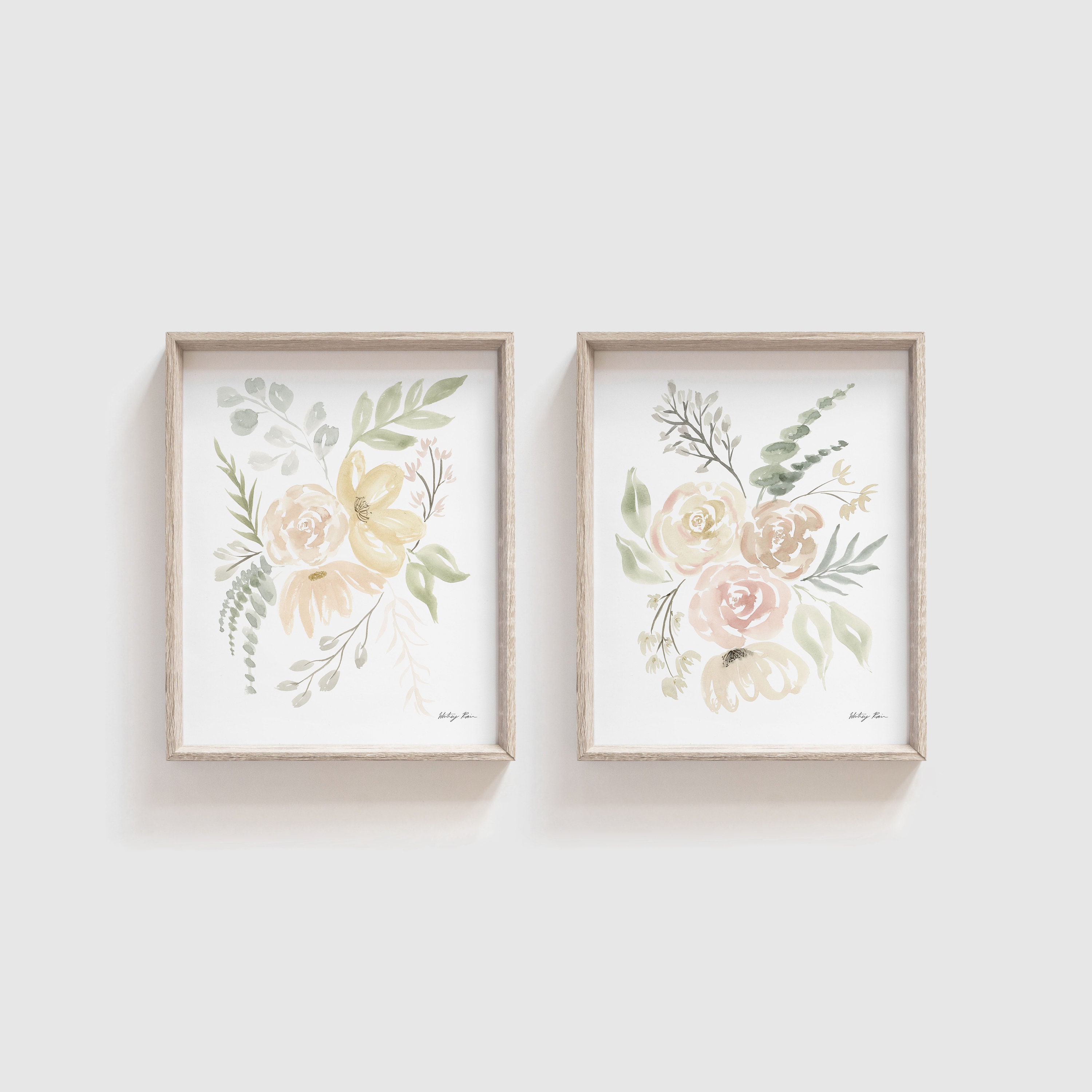 Set of 2 Watercolor Flower Nursery Art Prints - Art for Baby Girl ...