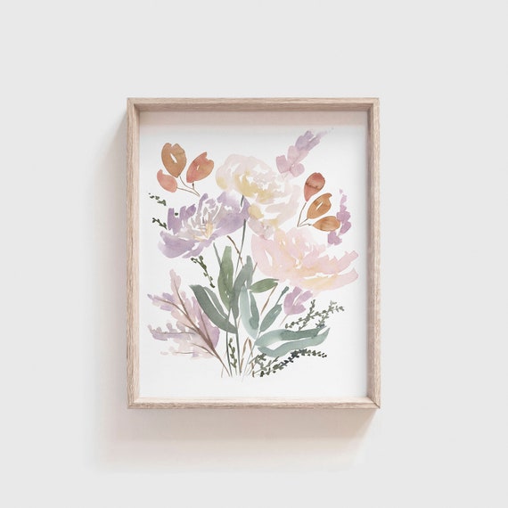 Watercolor Floral Print | Pastel Flower Art Print | Baby Girl Nursery Decor | Wildflower Artwork for Walls | Botanical Print | 8x10 11x14