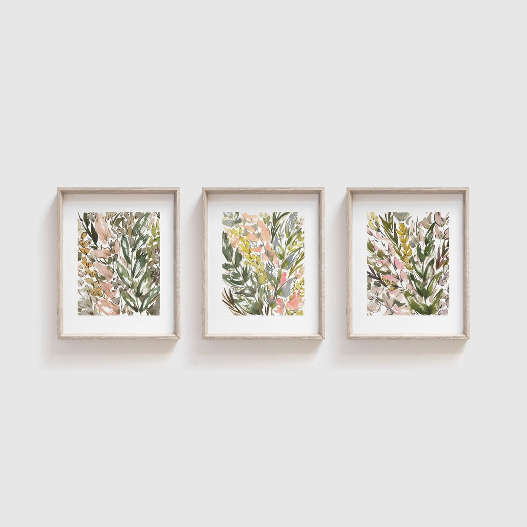 Set of 3 Watercolor Wildflower Prints | Floral Print Wall Art ...