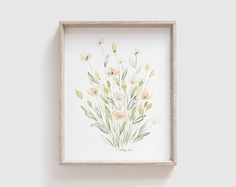 Watercolor Print | Floral Art Print | Abstract Flower Painting | Wildflower Print | Artwork for Walls | Baby Girl Nursery Art | 8x10 11x14