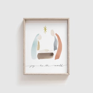 Krippenkunst - Aquarell Krippe - Freude der Welt - Weihnachtskunst - Maria und Josef - Jesuskind - Krippenszene - Bild von Christus