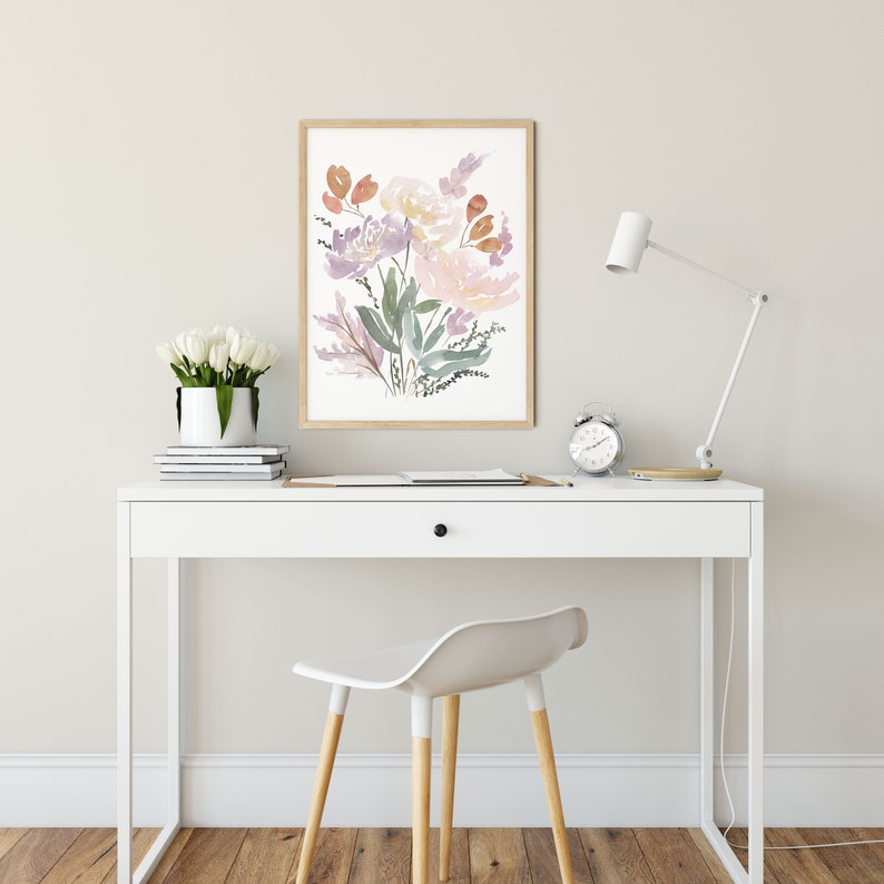 Watercolor Floral Print | Pastel Flower Art Print | Baby Girl Nursery Decor | Wildflower Artwork for Walls | Botanical Print | 8x10 11x14 image 3