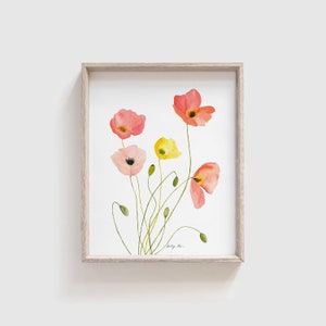 Watercolor Poppy Floral Print | Iceland Poppies Painting | Flower Art Print | Poppy Flower Wall Art | Pink Poppy Artwork | Poppy Home Decor