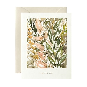 Carte de remerciement fleurs sauvages - jeu de cartes de remerciement florales vierges - carte de voeux fleurs aquarelle feuille d'or - cartes de correspondance pliées