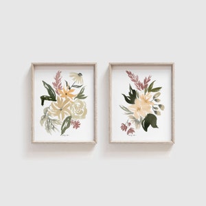 Set of 2 Tropical Watercolor Flower Art Prints - Wildflower Prints - Watercolor Flower Painting - Tropical Floral Artwork - Gallery Wall Art