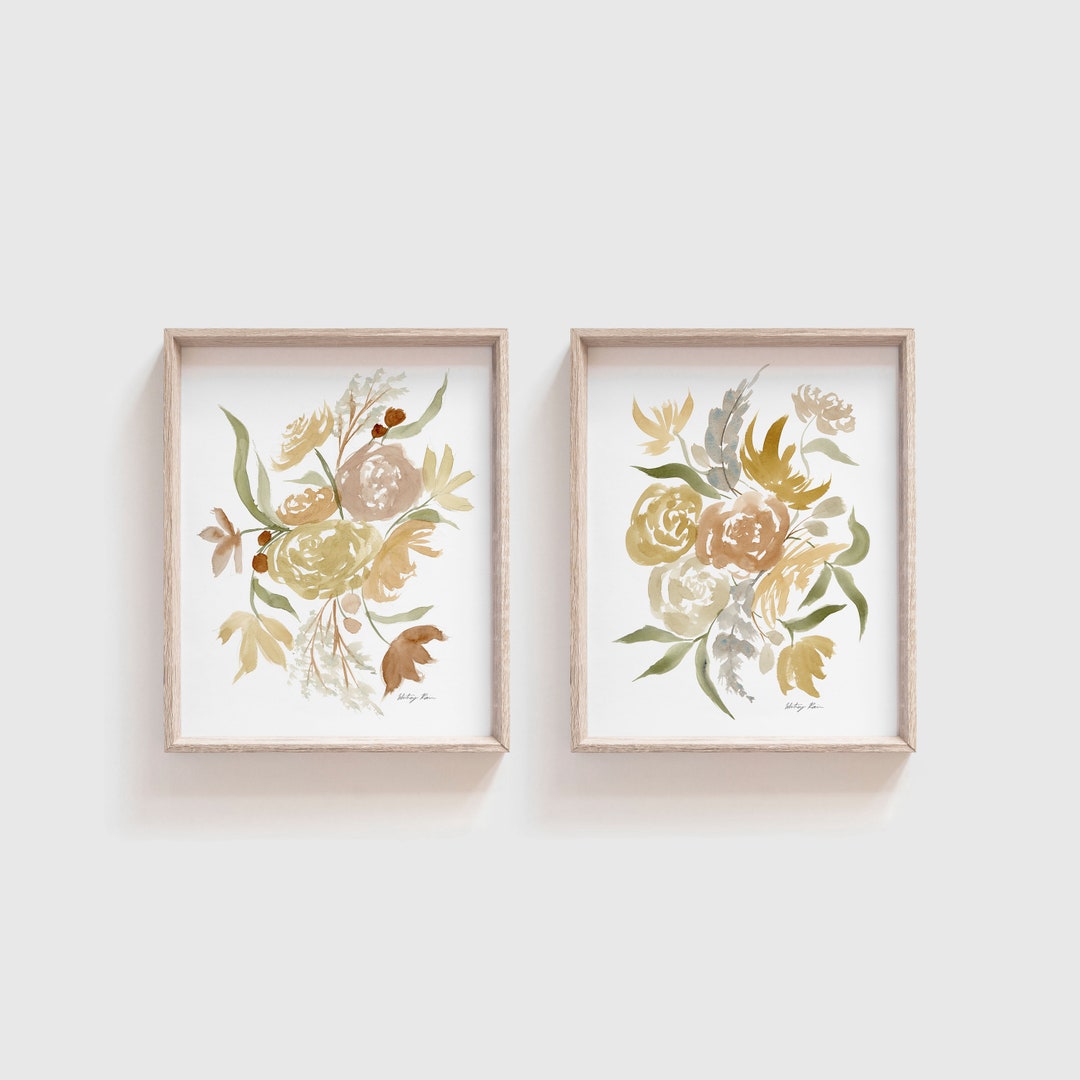 Set of 2 Watercolor Art Prints - Wildflower Print Set - Coordinating ...
