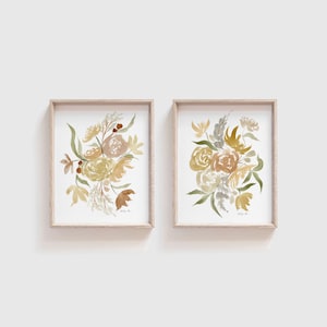 Set of 2 Watercolor Art Prints - Wildflower Print Set - Coordinating Set of Flower Paintings - Florals for Gallery Wall - Nursery Wall Art