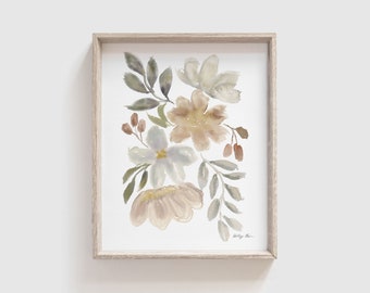 Watercolor Print | Floral Art Print | Abstract Flower Painting | Artwork for Walls | Baby Girl Nursery Art | Nursery Wall Decor