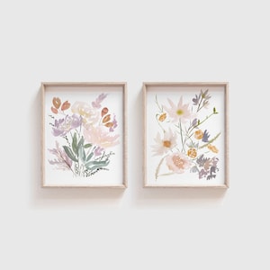 Watercolor Art Prints - Wildflower Prints - Watercolor Flower Painting - Floral Artwork - Set of 2 Wall Art - Gallery Wall - Nursery Art