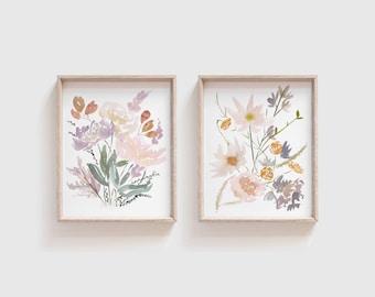 Watercolor Art Prints - Wildflower Prints - Watercolor Flower Painting - Floral Artwork - Set of 2 Wall Art - Gallery Wall - Nursery Art