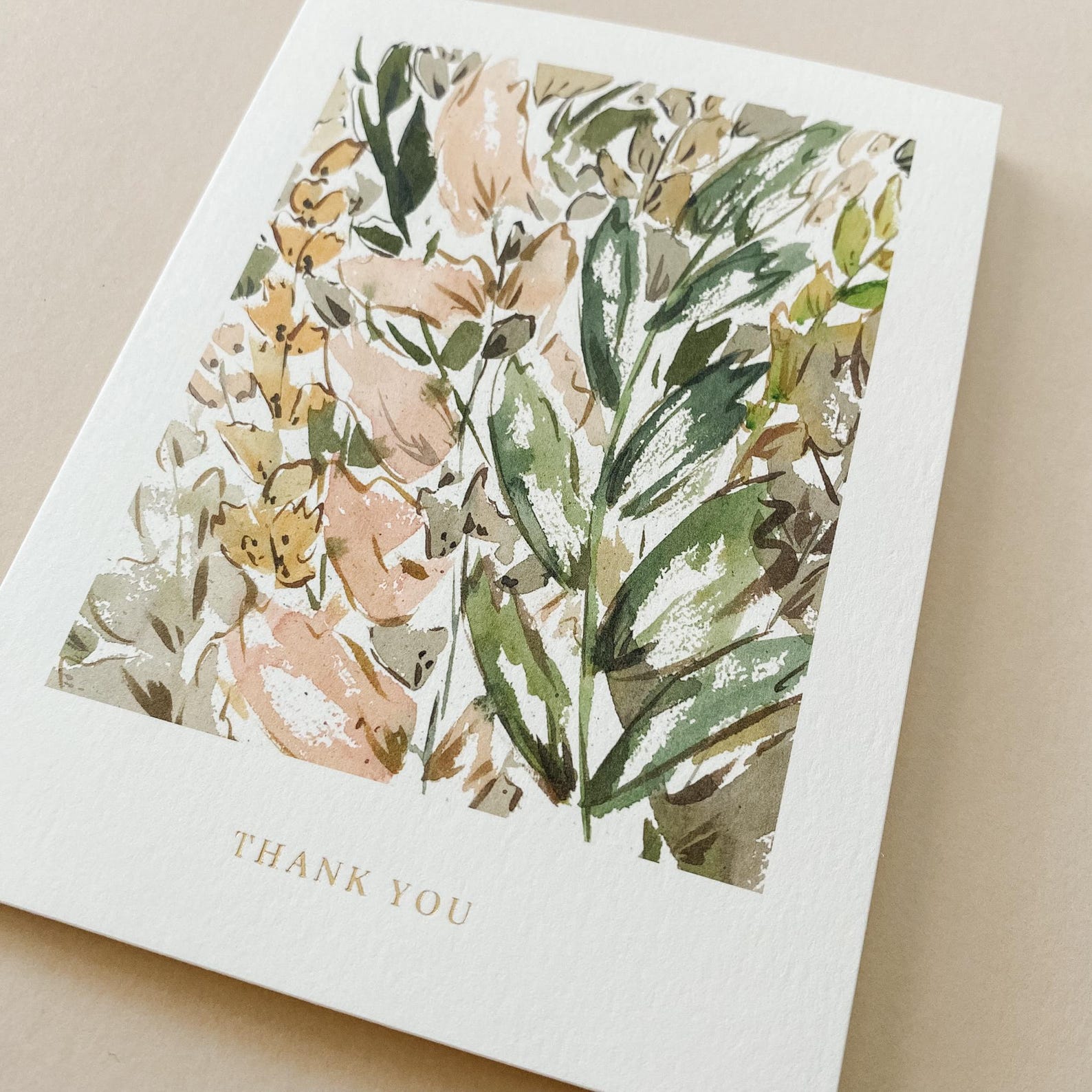 Wildflower Thank You Card - Set of Blank Floral Thank You Cards - Gold ...