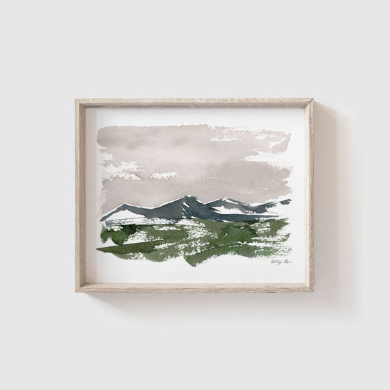 Rocky Mountains Watercolor Art Print - Landscape Artwork - Mountain View - Scenic Watercolor - Abstract Mountains - Gallery Wall Nature Art