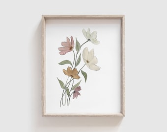 Watercolor Floral Print | Pastel Flower Art Print | Baby Girl Nursery Decor | Wildflower Artwork for Walls | Botanical Print | 8x10 11x14