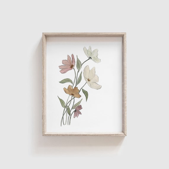Watercolor Floral Print | Pastel Flower Art Print | Baby Girl Nursery Decor | Wildflower Artwork for Walls | Botanical Print | 8x10 11x14