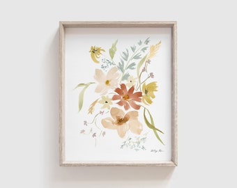 Watercolor Print | Floral Art Print | Art for Gardener | Wildflower Print | Artwork for Walls | Baby Girl Nursery Art | Pink Flower Wall Art