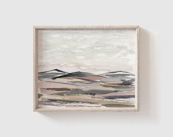 Watercolor Landscape Art Print - Watercolor Mountains - Landscape Painting - Neutral Landscape Artwork - Artwork for Walls - Scenic Wall Art