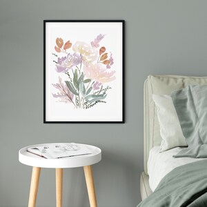 Watercolor Floral Print | Pastel Flower Art Print | Baby Girl Nursery Decor | Wildflower Artwork for Walls | Botanical Print | 8x10 11x14 image 4