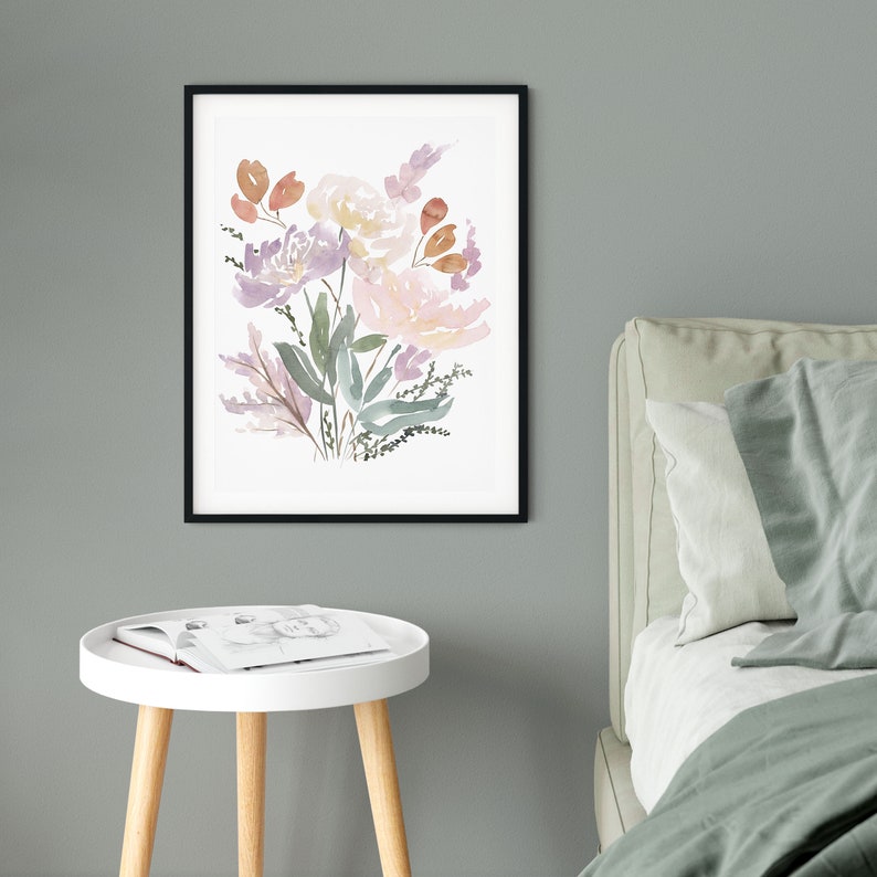 Watercolor Floral Print | Pastel Flower Art Print | Baby Girl Nursery Decor | Wildflower Artwork for Walls | Botanical Print | 8x10 11x14 image 4