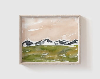 Watercolor Landscape Art Print - Watercolor Mountains - Nature Landscape - Scenic Art - Rocky Mountains Art - Abstract Mountain Artwork