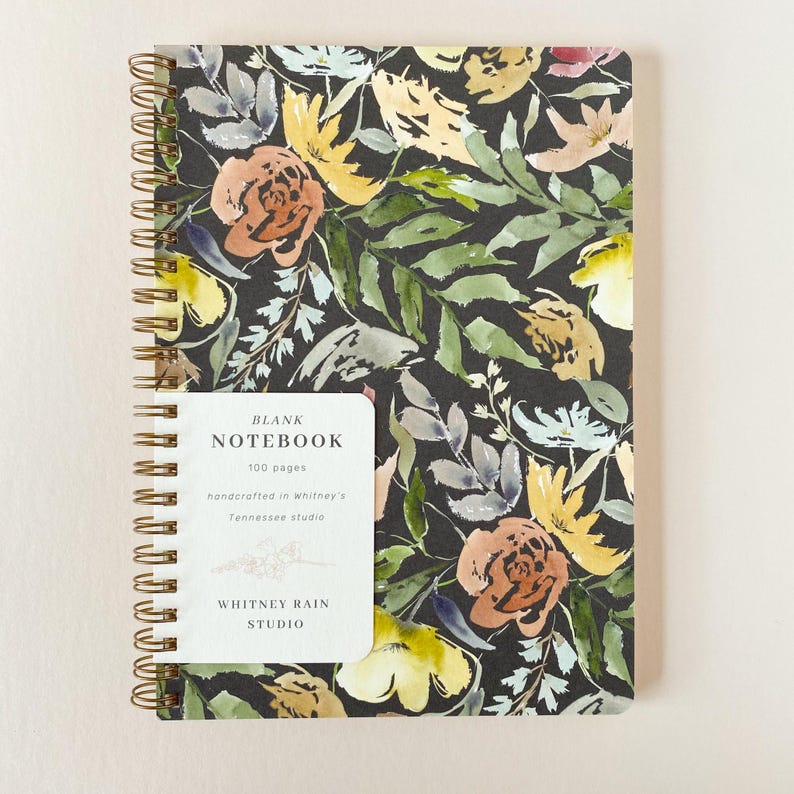 Softcover Spiral Notebook - Hand Painted Watercolor Floral Pattern ...