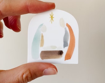 Nativity Sticker - Dishwasher Safe Sticker - Christmas Sticker - Nativity Scene Vinyl Sticker - Nativity Decal - Religious Stocking Stuffer