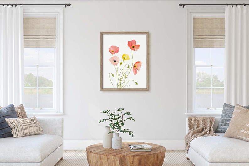 Watercolor Poppy Floral Print Iceland Poppies Painting | Etsy