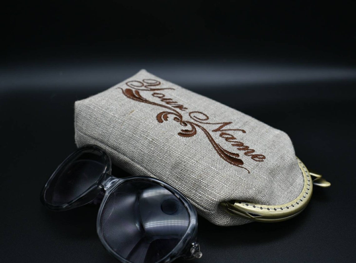 Personalized sunglass case linen custom eyeglass case Etsy