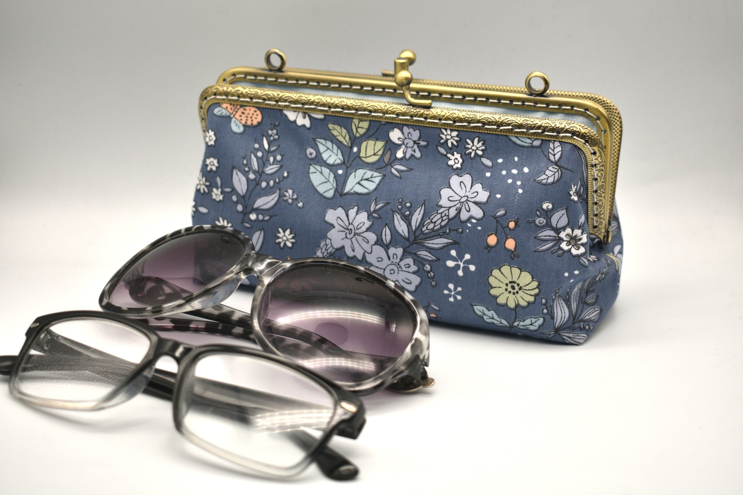 Double glasses case women fabric Cotton Double eyeglass case Etsy