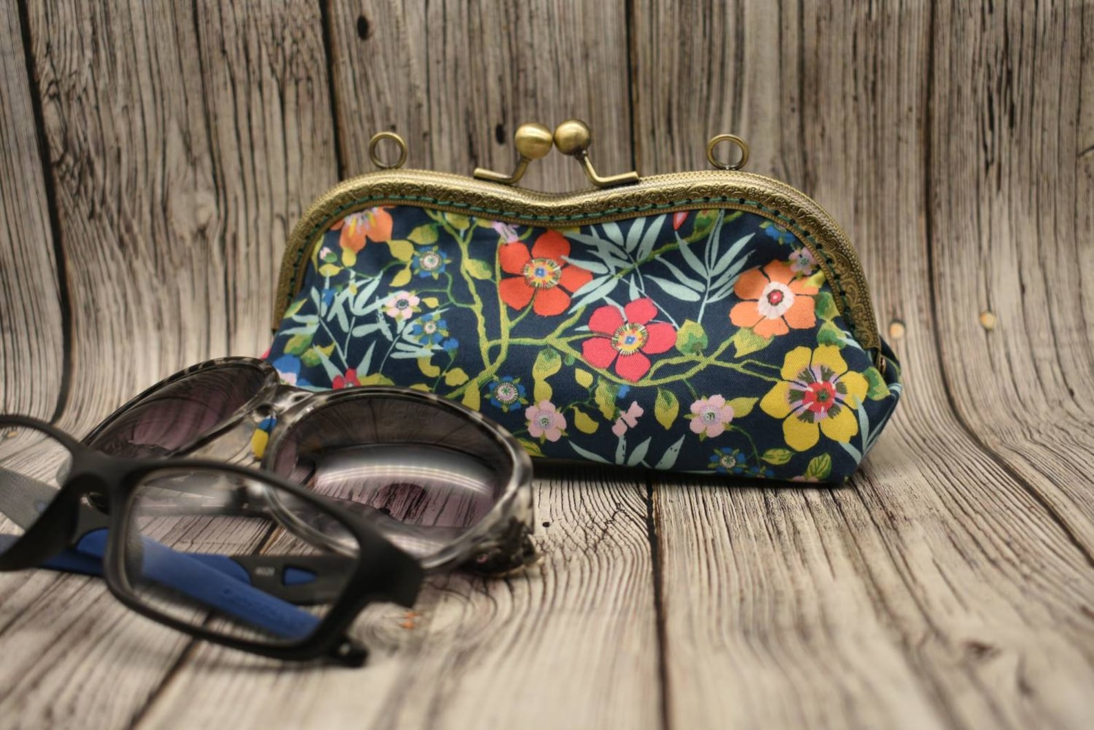 Double glasses case women fabric Double eyeglass case Soft Etsy