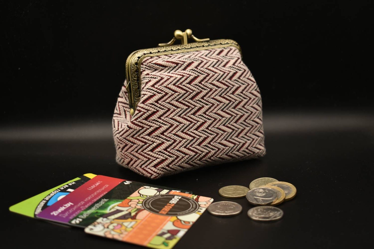 Double coin purse geometric coin purse Handmade coin purse Etsy