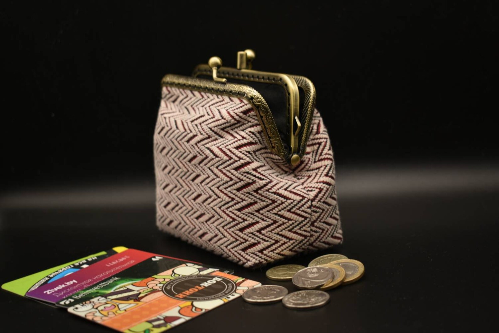 Double coin purse geometric coin purse Handmade coin purse Etsy