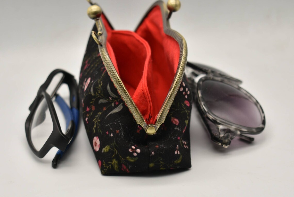 Double glasses case women fabric Double eyeglass case Soft Etsy