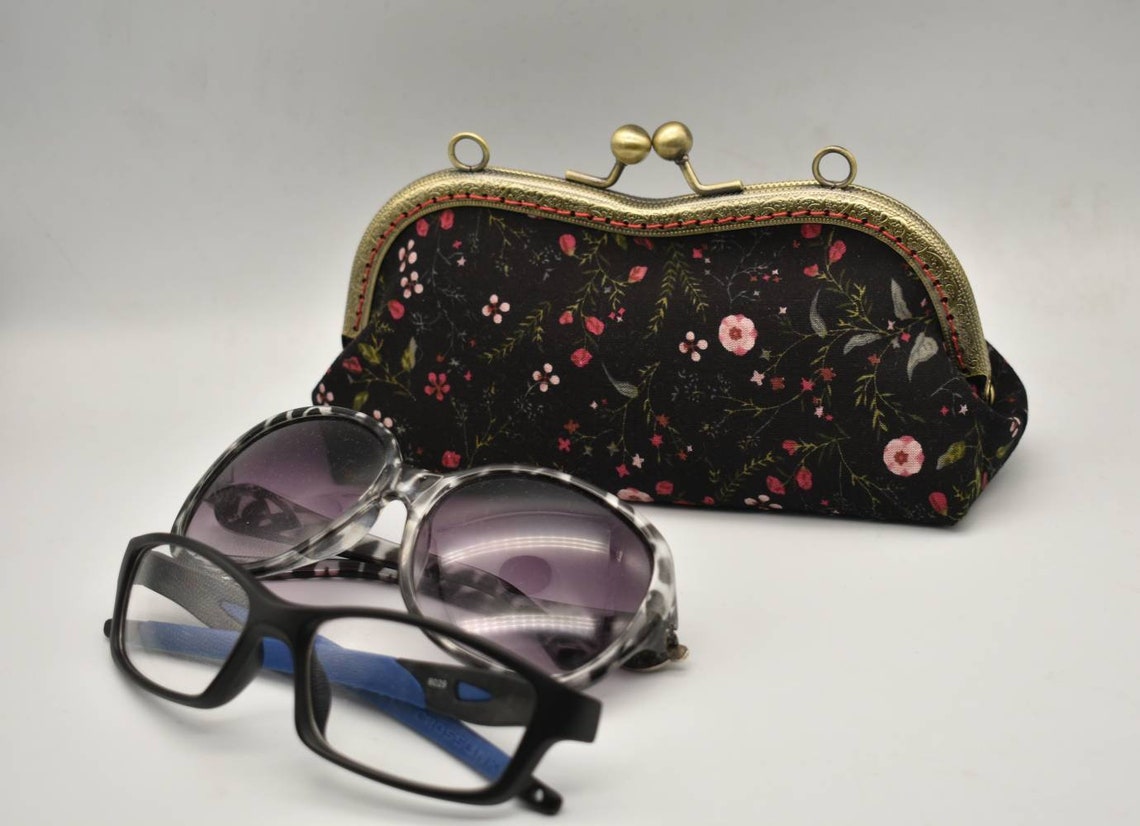 Double glasses case women fabric Double eyeglass case Soft Etsy