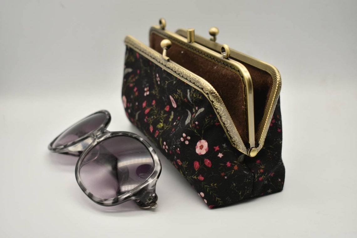 Double glasses case women fabric Double eyeglass case Soft Etsy