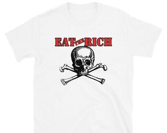 Eat The Rich Shirt, Punk Rock Shirt, Post Punk Shirt, Biker Shirt, Black Metal, Summer School Chainsaw Shirt, Unisex T-Shirt mit kurzen Ärmeln