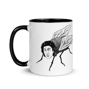 The Fly Horror Movie Mug, Hand Drawn Jeff Goldblum Coffee Cup, Mug with Color Inside