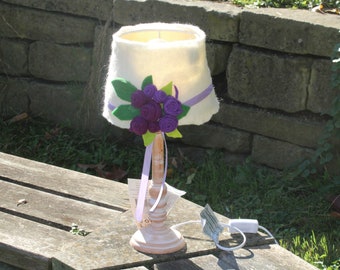 Rose table lamp, felt lamp, table lamp, flower lamp, fairy tale lamp, Waldorf, felt, seasonal table