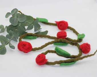 Rose garland, felt flower garland, felt flowers, felted garland, garland, flower decoration, flower garland