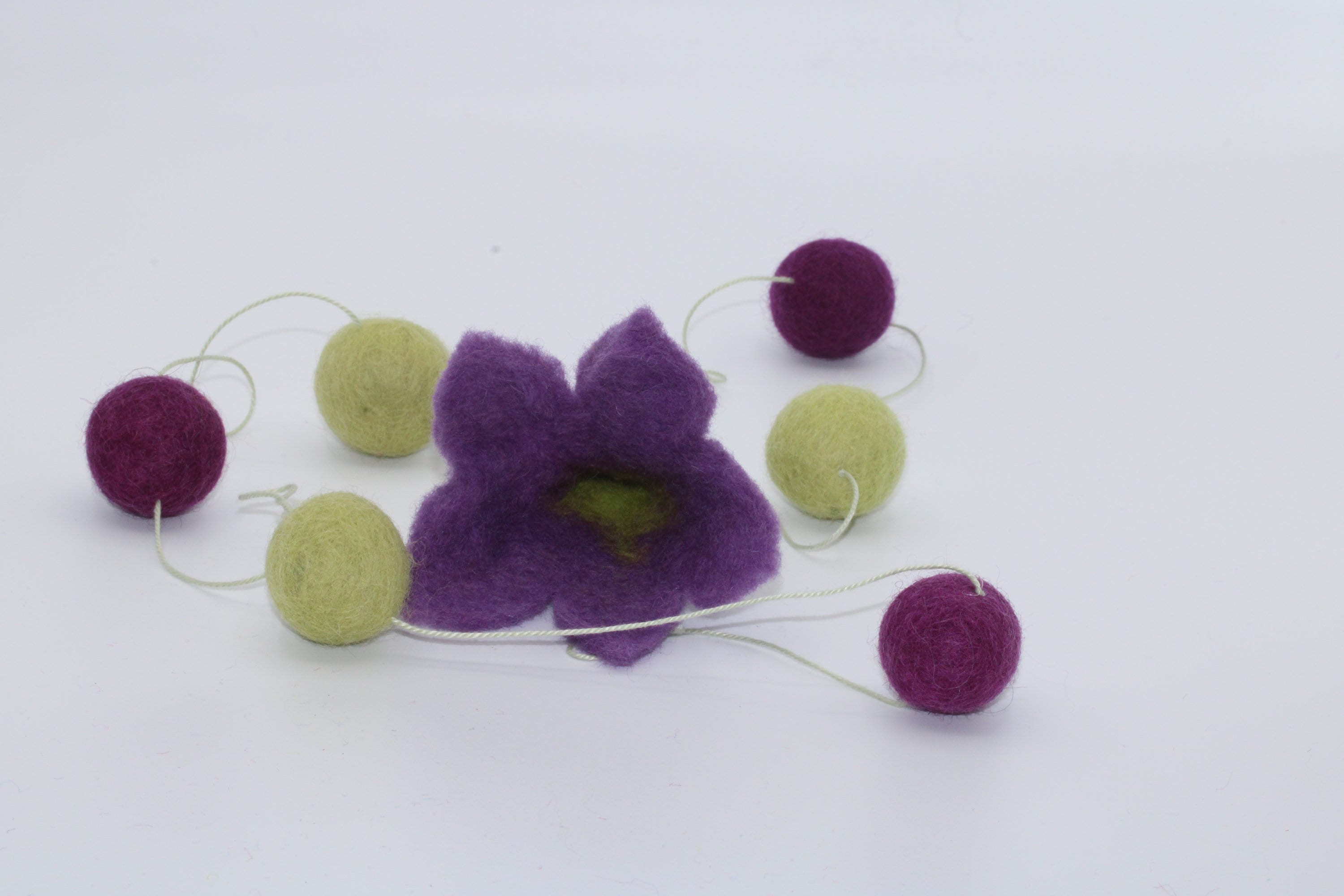 ball garland, felt balls, felt flowers, flower garland, felt ball garland, garland, pom pom garland, Waldorf, seasonal table