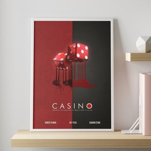 Casinofilmposter | Martin Scorsese minimalistische vintage filmkunst aan de muur