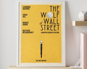Pôster do filme O Lobo de Wall Street | Impressão minimalista de arte de parede inspirada no filme em estilo vintage