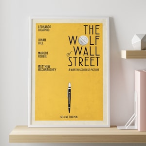 Wolf of Wall Street movie poster | Minimalist vintage movie wall art print
