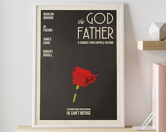 Póster de la película El Padrino / Impresión de arte mural minimalista de película vintage