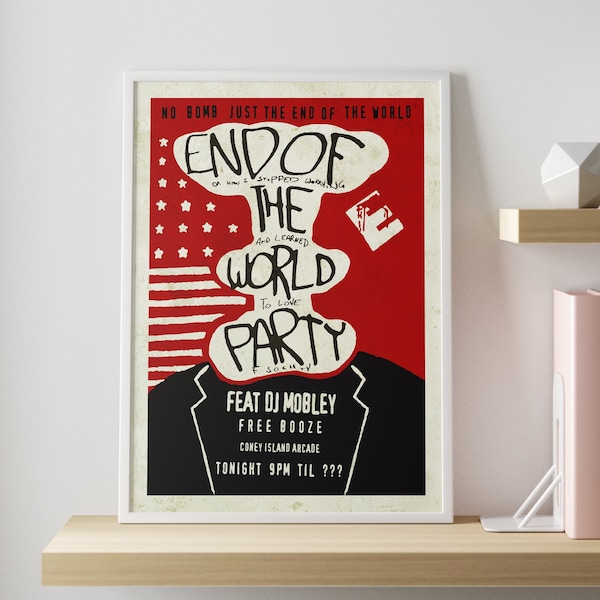 Mr Robot poster | End of the world party Minimalist TV show wall art print