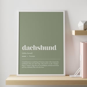 Dachshund definition print | CUSTOMISABLE dog illustration wall art | Minimalist home office decor |