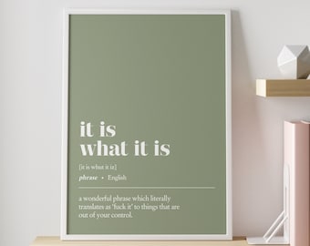 Funny office decor | It is what it is CUSTOMISABLE illustration print | Minimalist home office decor | work from home art | wall decor